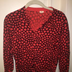 Black and Red Heart Pattern Cardigan
